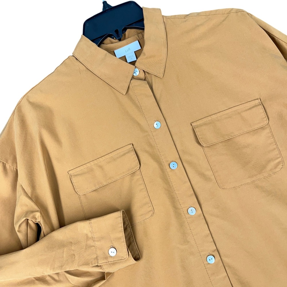 J. Jill Button Down Shirt Womens XS Utility‎ Safari Minimalist Relaxed Fit